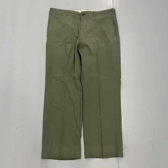 Vintage 60s Sears Green Sanforized Workwear Chinos 36x27 - Picture 1 of 4
